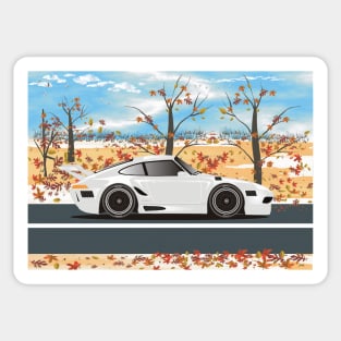 SuperCar on Desert Road during Autumn - White Sticker